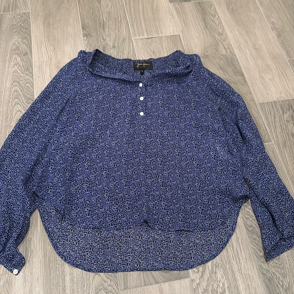 Yumi Kim Women’s Blue Cheetah Print Blouse Size S